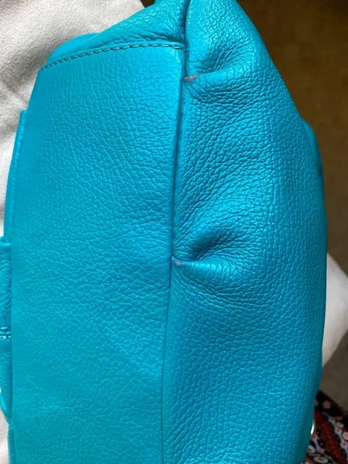 Sac à main Genuine Leather 20x30 Turquoise - photo numéro 4