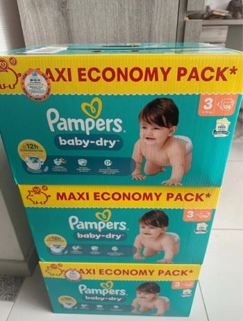 📦 Lots de 3 Maxi Pack Couches Pampers Baby-Dry