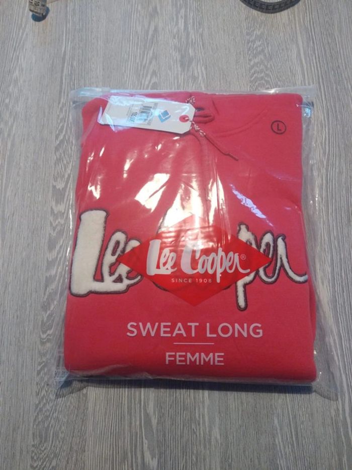 Sweat long a capuche long lee cooper rose taille l - photo numéro 6