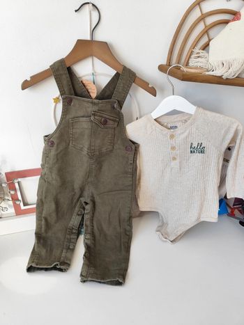 Ensemble 18 mois salopette body côtelé