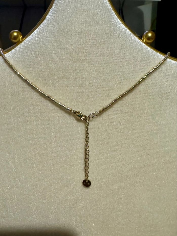 Collier réglable perles dorées œil bleu finition s acier inoxydable or - photo numéro 6