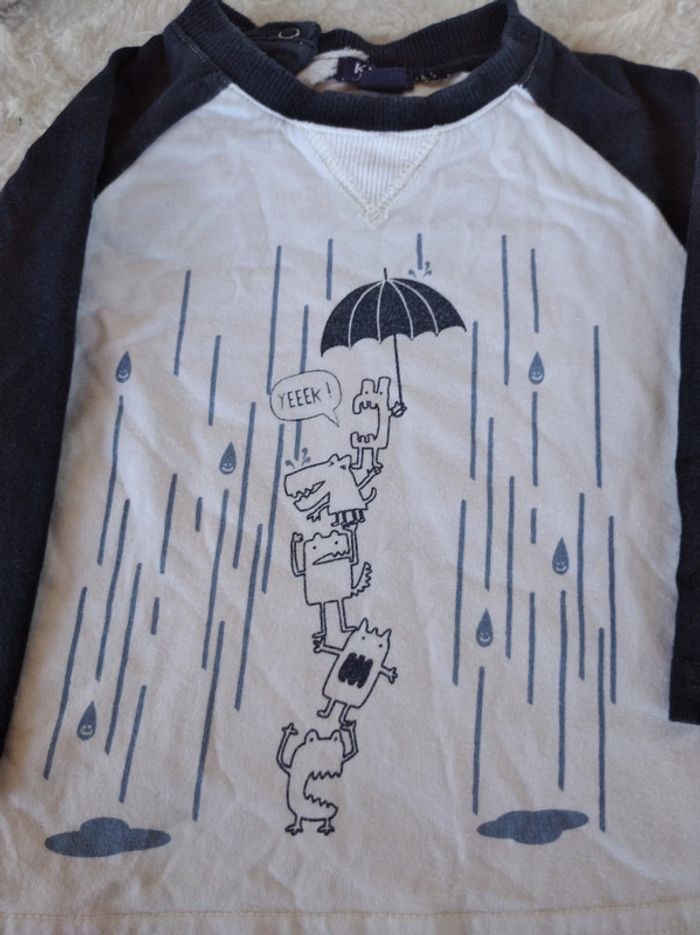 Tee shirt chemise manches longues Garçon 6 mois Pluie Kiabi - photo numéro 4