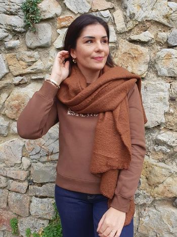 Écharpe épaisse Dublin unie marron chocolat