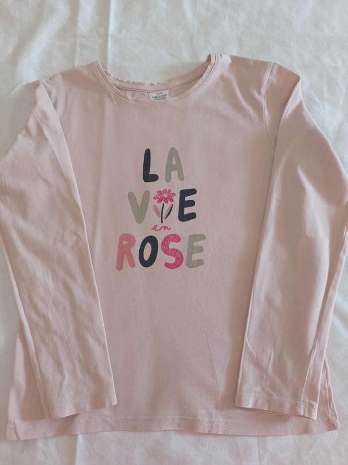 Marque papa l'oeil pull manches longues pour fille taille 10 ans 140 cm avec inscription devant vive la rose couleur rose pâle voir photos - photo numéro 4