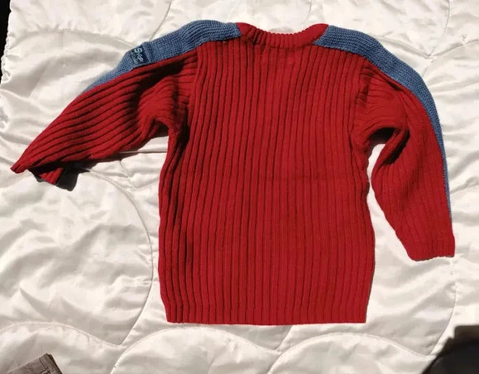 Pull en laine épais d'hiver Snoopy rouge et gris 24 mois - photo numéro 2