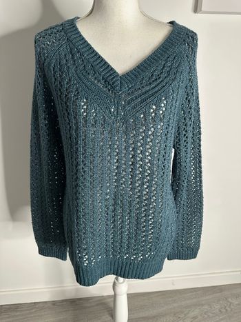 Pull oversize en maille ajourée bleu et argenté Galeries Lafayette T50 5XL