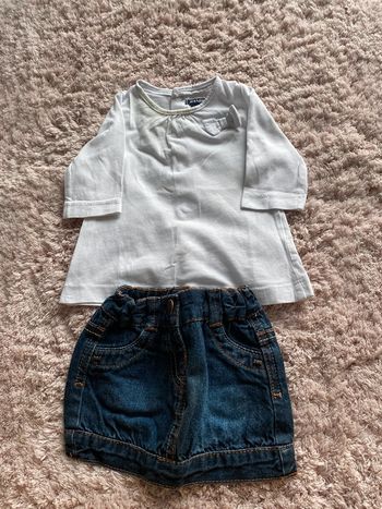 Ensemble tee-shirts manches longues et jupe en jeans Kiabi 3 mois