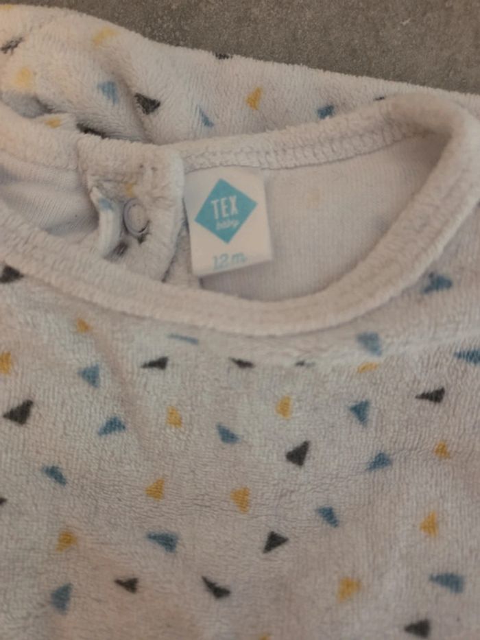 Lot 5 grenouillères bébé garçon velours coton bleu jaune blanc T12mois TBE tex orchestra - photo numéro 3