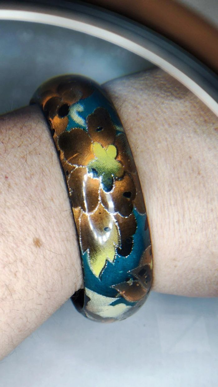 Bracelet en bois verni vintage - photo numéro 3