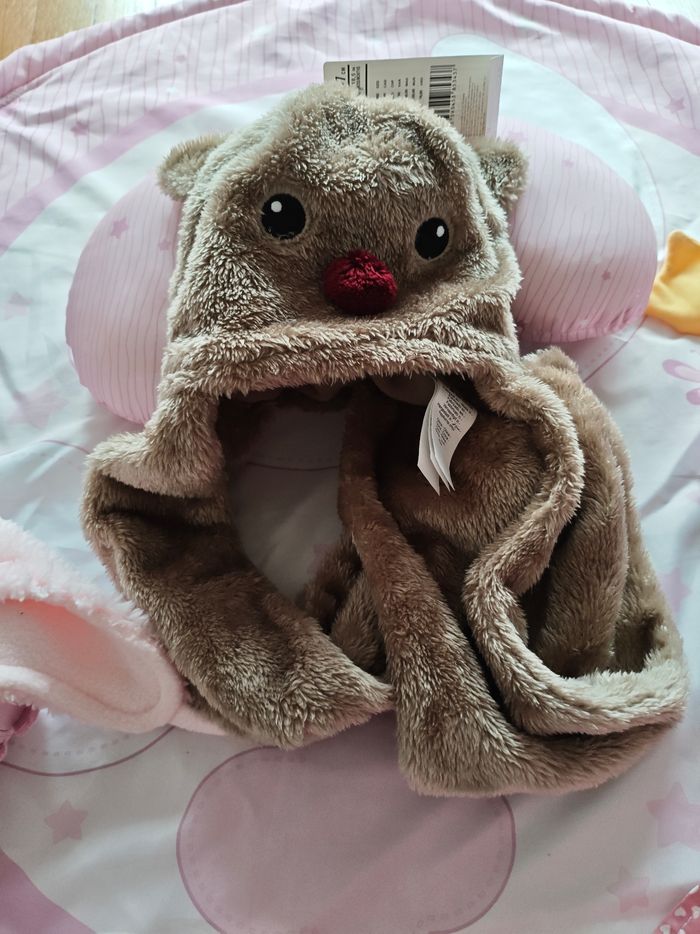 Bonnet-écharpe 2-en-1 ORCHESTRA Neuf – Marron – 12 mois (47 cm)