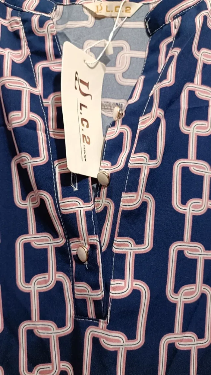 Long tunique robe rose et bleu - photo numéro 2