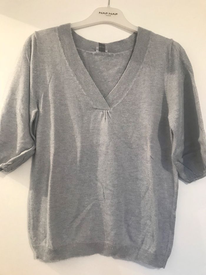 Pull coton gris clair