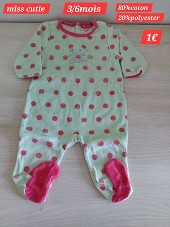 Grenouillère verte et rouge fille 6mois 