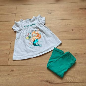 Ensemble bébé fille 12 mois haut sirène et legging vert