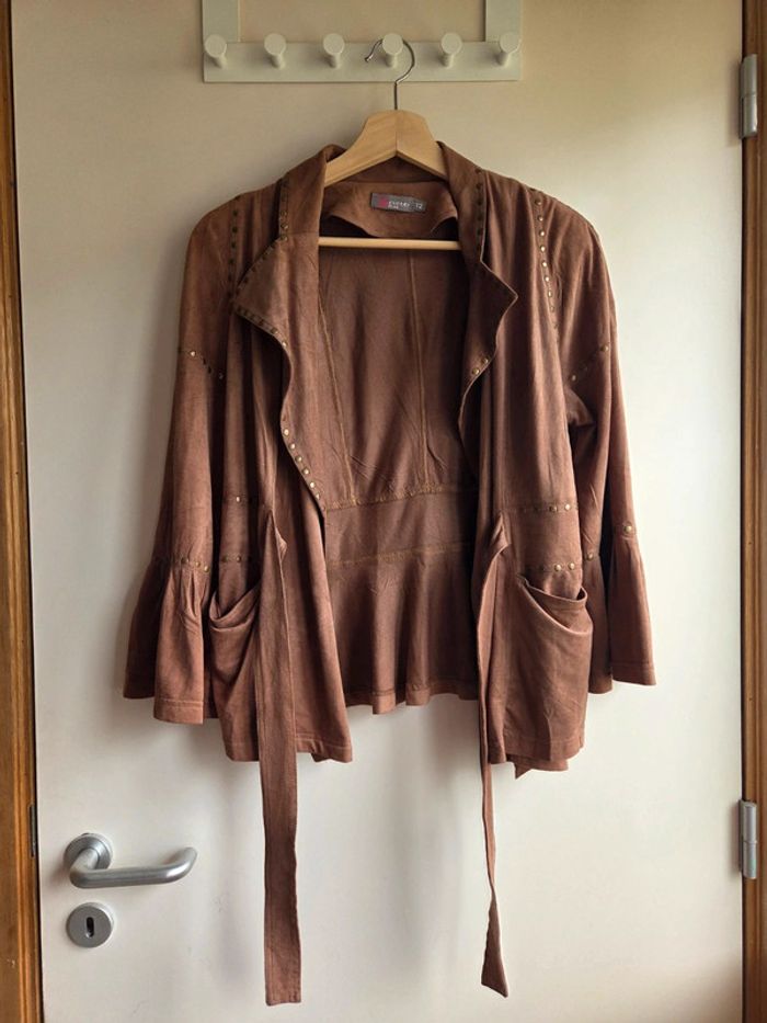Gilet marron style suédine à clous - cherry design t2 (m) - photo numéro 5