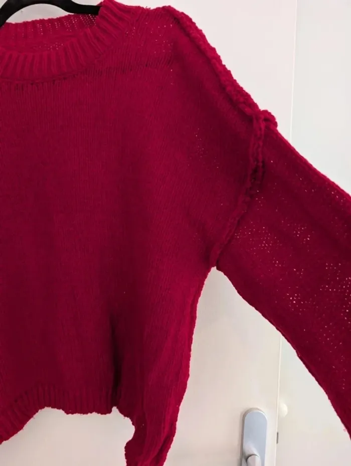 Pull rouge à coutures apparentes femme taille L Boutique indépendante - photo numéro 2