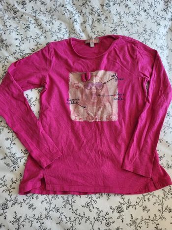 Tee shirt manches longues fuchsia 10 ans fashion idol Lisa Rose