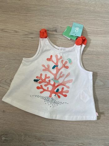 T-shirt tunique Obaibi Obaïbi taille 6 mois Neuf Motif corail