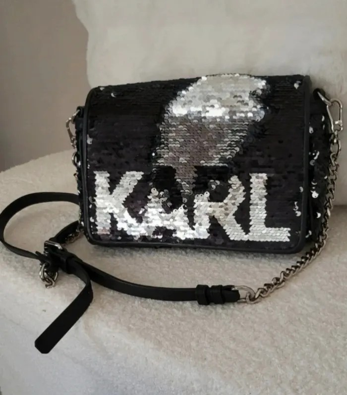 Sac en cuir et sequins réversibles. Bandoulière amovible. Karl Lagerfeld authentique. Neuf 🥰 - photo numéro 8