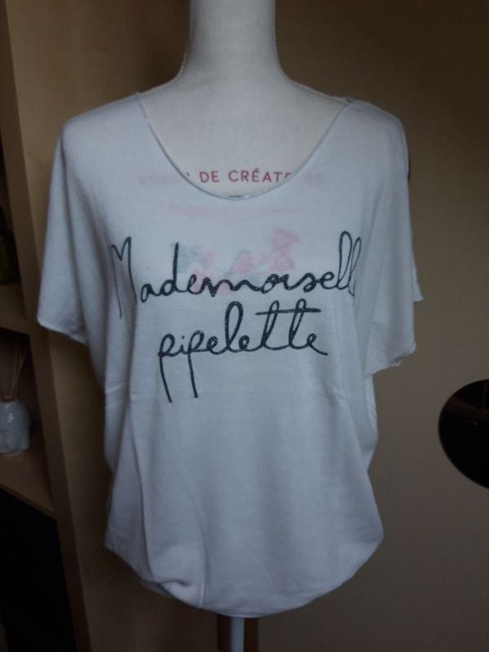 T shirg blanc mademoiselle pipelette