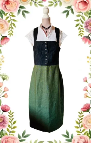 🌿Robe vintage en lin et laine autrichienne T.40 Tramontana Oktoberfest cottagecore linen wool dress🌿