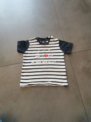 Tee-shirt manches courtes coton blanc 18 mois petit cœur à mamie