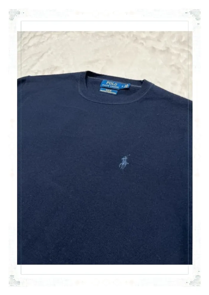 Ralph Lauren pull homme laine mérinos bleu marine col rond taille M - photo numéro 4