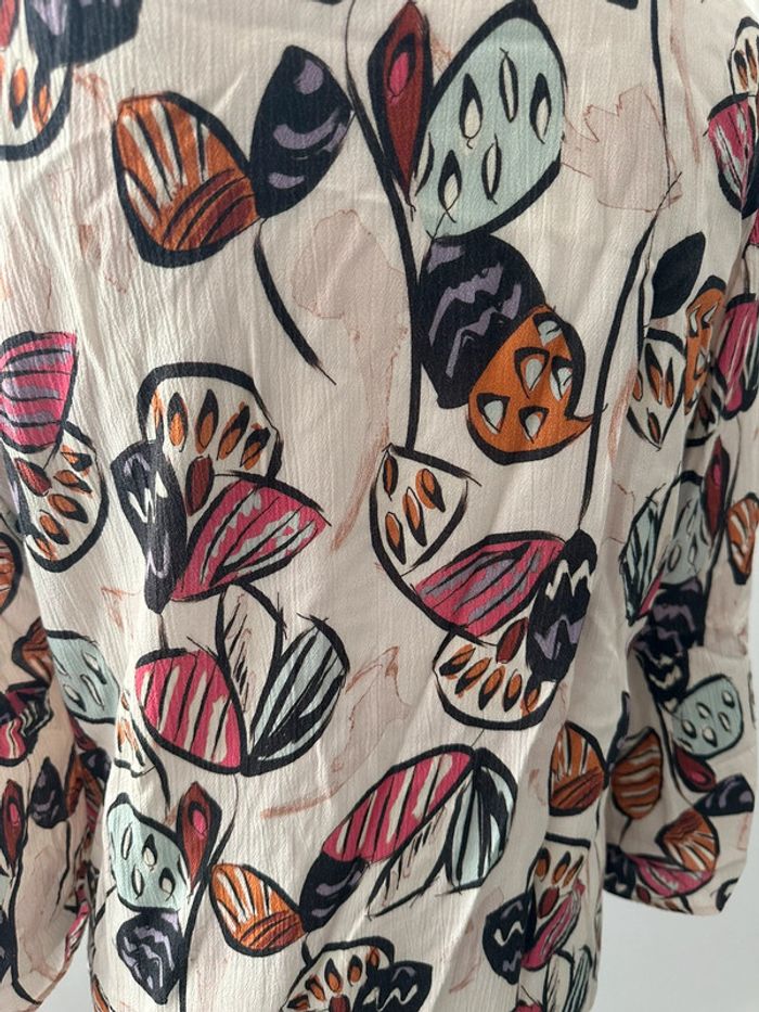 Blouse bariolée à fleurs beige crème et multicolore Mise au Green T1 38 M - photo numéro 7