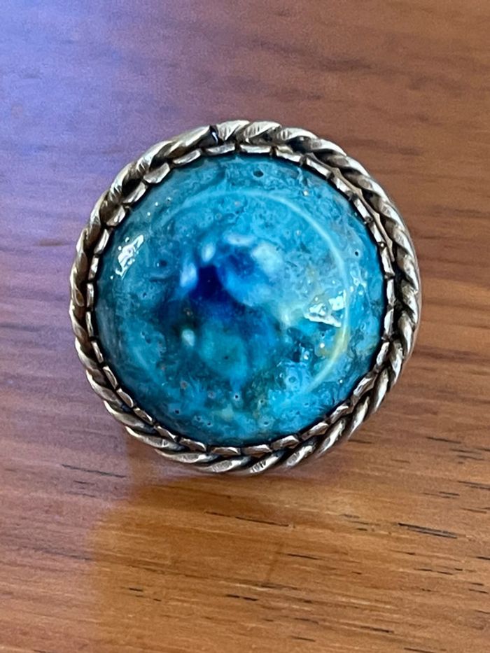 Grosse bague cabochon en argent étranger TDD 52