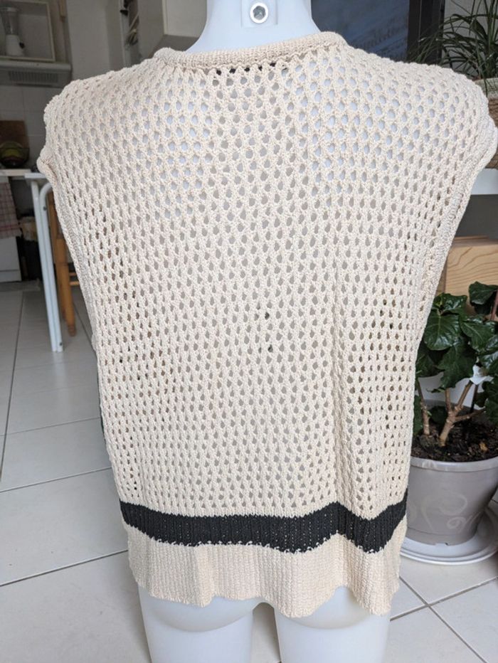 Pull ajouré sans manche beige Monoprix L - photo numéro 2