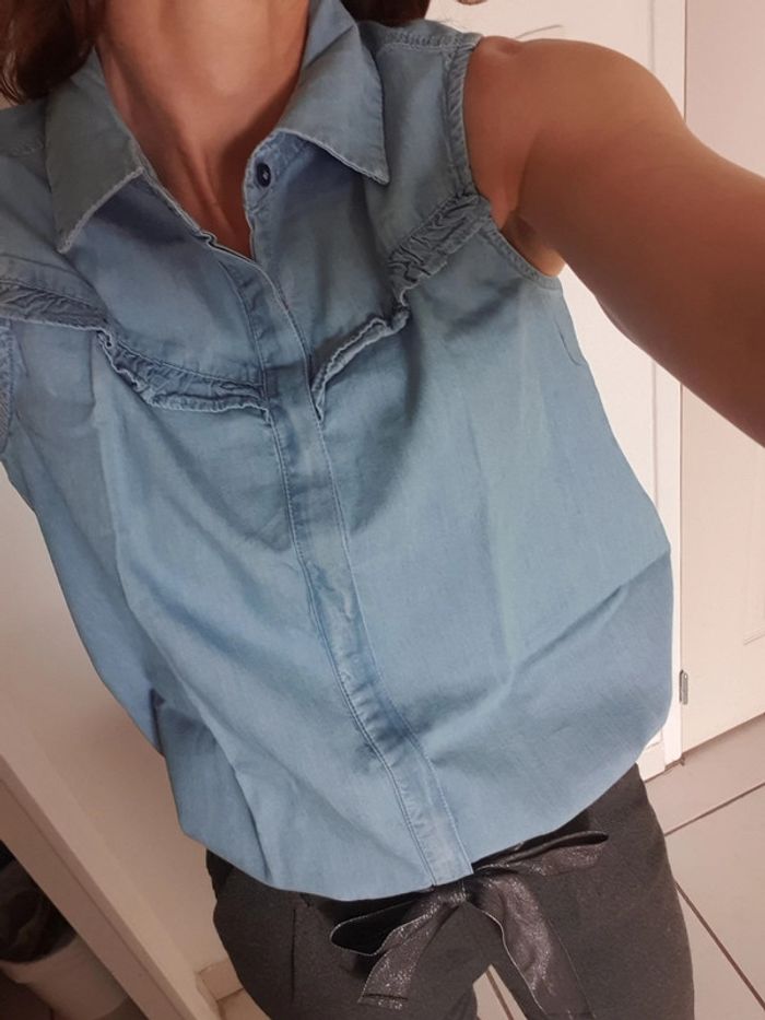 Haut chemise chemisier blouse debardeur en jeans taille S ou 36 Jennyfer - photo numéro 5
