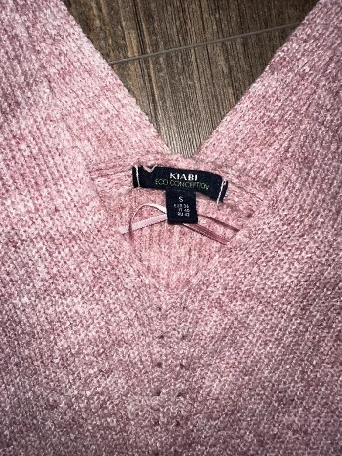 Pull col V rose - photo numéro 3