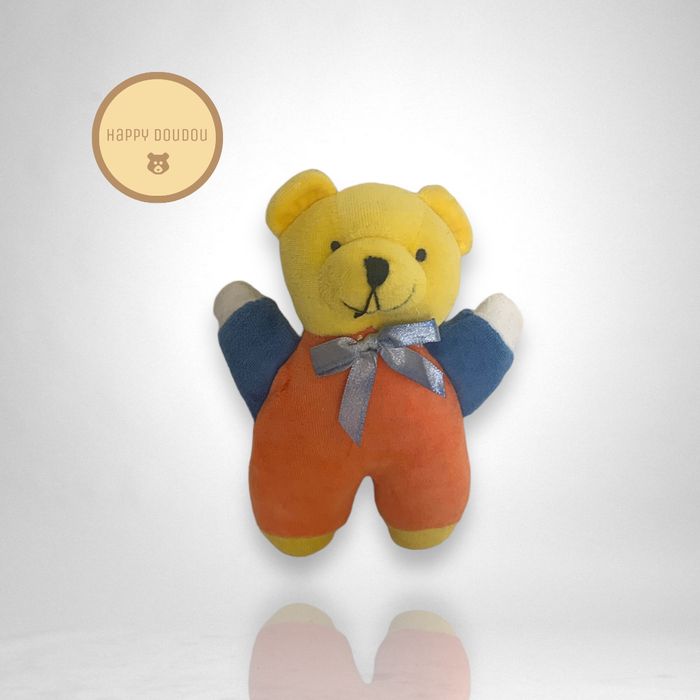 Peluche ours orange et bleu vintage A713
