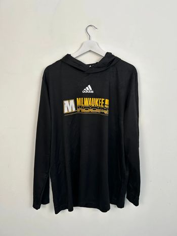 T-shirt Manches Longues avec Capuche Homme Adidas Milwaukee Noir | Taille XL | Très Bon État | #TM60