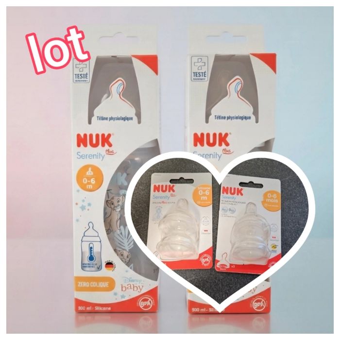 Lot biberon et tétines nuk disney simba 0-6 mois  neuf