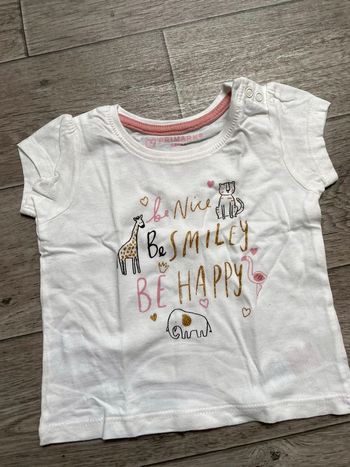 Tshirt Primark 6 mois paillettes girafe éléphant
