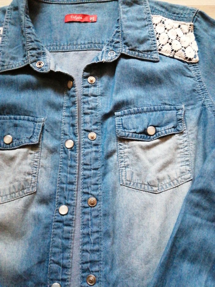 Chemise en jean manches retroussables - photo numéro 3