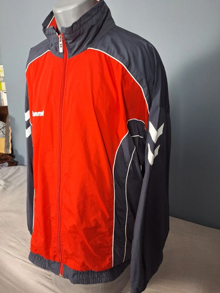 veste légère / Track jacket hummel / homme - taille 2XL / gris et rouge brodé (521) - photo numéro 4