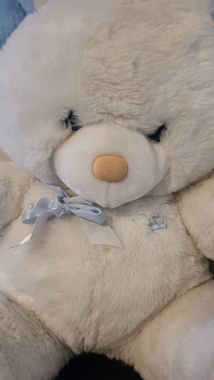 Doudou Peluche ours blanc bleu BOULGOM - photo numéro 7