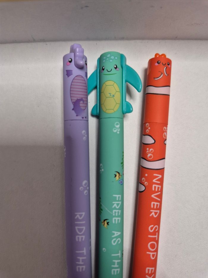 Lot de 3 stylos effaçables animaux de la mer - photo numéro 2