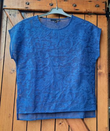 Top bleu en dentelle Etam XS