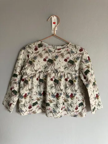 T-shirt manches longues fille Zara 2/3 ans – Motif floral – Très bon état