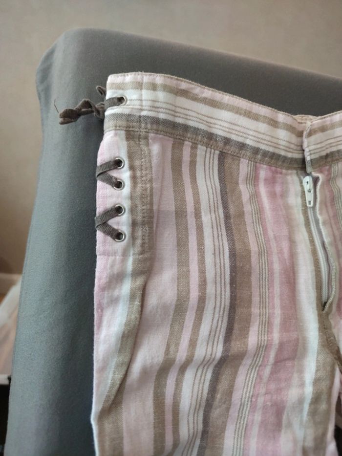 Pantalon léger type lin lacets côtes tao 3 ans - photo numéro 2