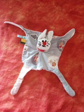 Doudou plat carré lapin