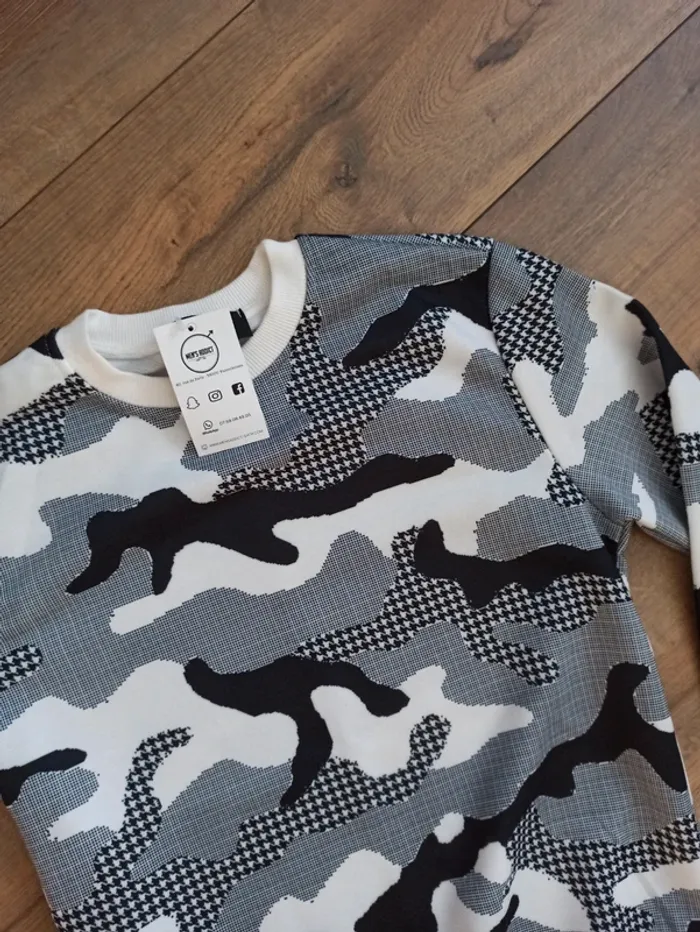 Pull militaire blanc homme manches longues L - photo numéro 2