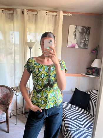 Haut africain coloré vintage y2k 2000yer bohème champêtre country western