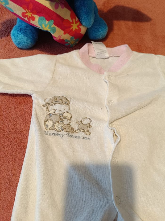 Pyjama bébé fille 0 mois blanc à motif (sans marque) - photo numéro 2
