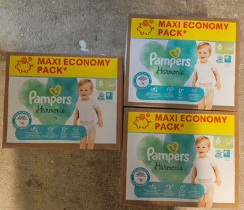 3 cartons de couches pampers harmonie taille 6
