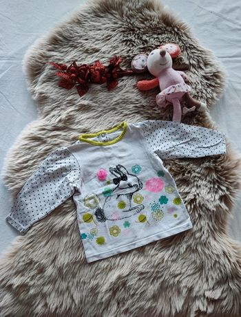 T-shirt  blanc lapin orchestra  9 mois