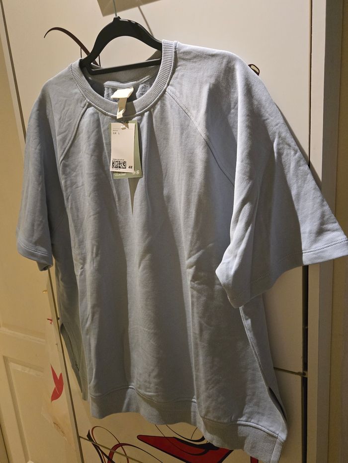 Sweat coton bleu ciel T.L 46 H&M neuf